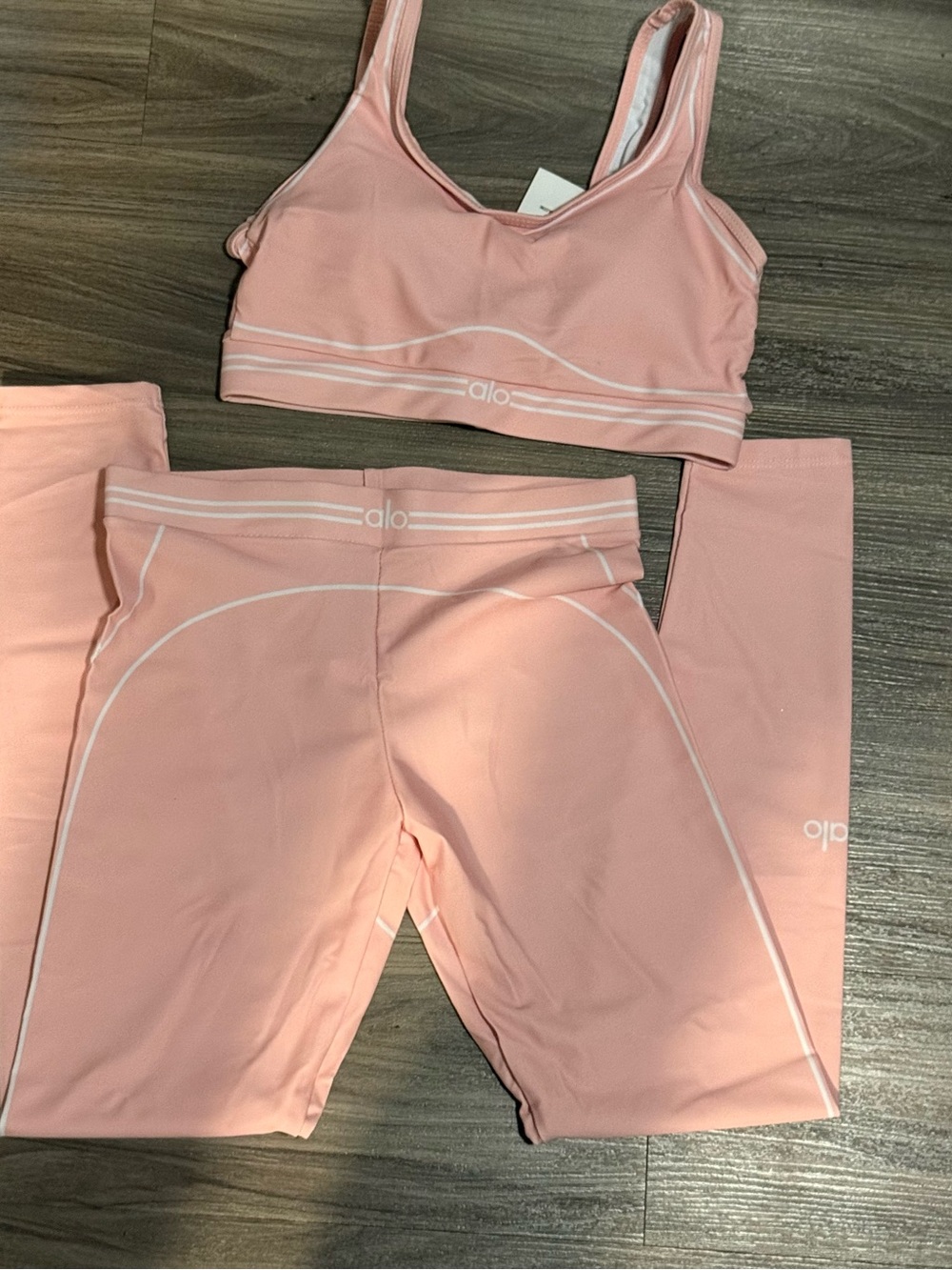 ALO Yoga Pink Girls' Active Leggings & Sports Bra Set